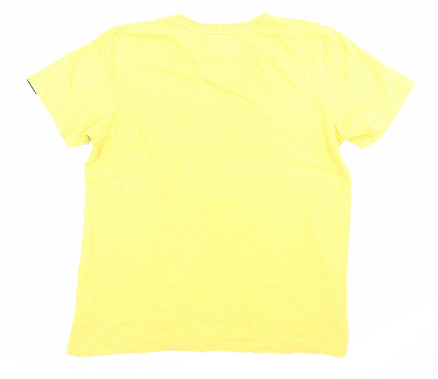 Tokyo Laundry Mens Yellow Cotton T-Shirt Size M Round Neck