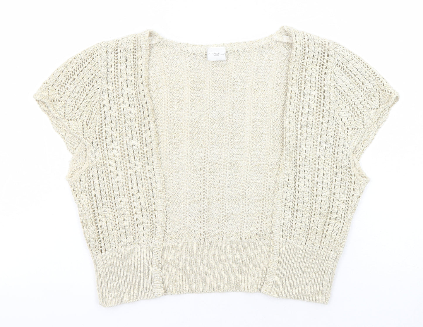 New Look Womens Beige Round Neck Cotton Cardigan Jumper Size 12