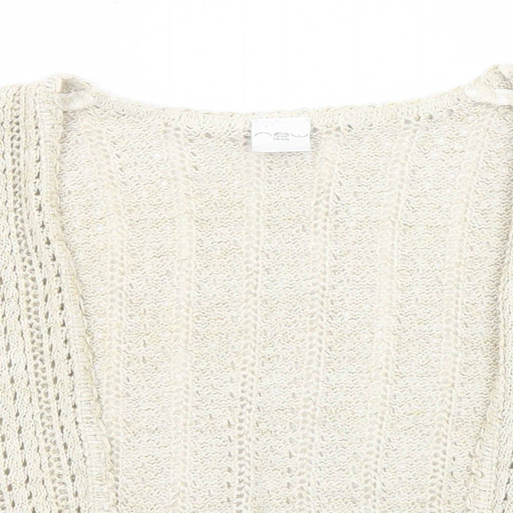 New Look Womens Beige Round Neck Cotton Cardigan Jumper Size 12
