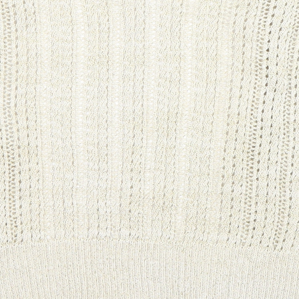 New Look Womens Beige Round Neck Cotton Cardigan Jumper Size 12