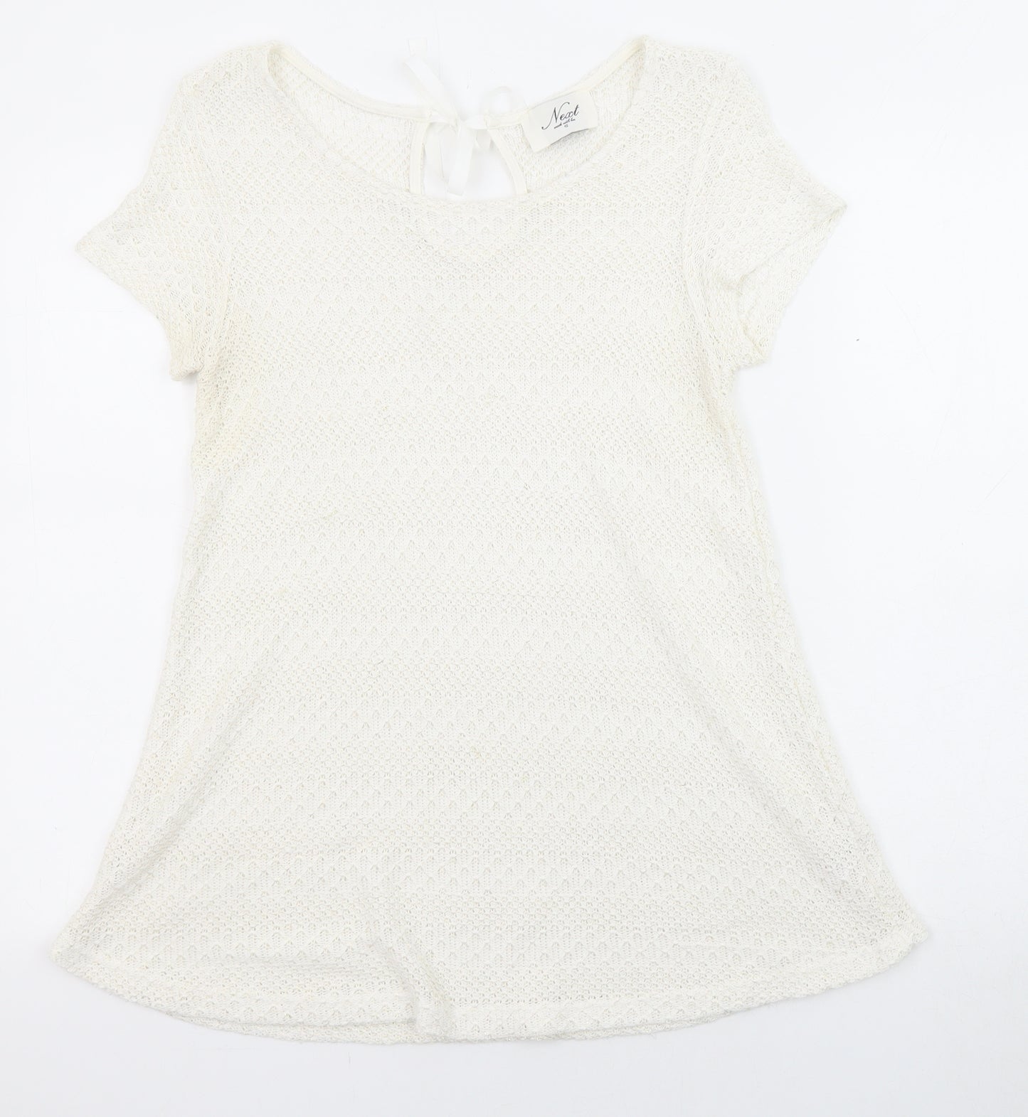 NEXT Womens Ivory Boat Neck Polyester Pullover Jumper Size 12