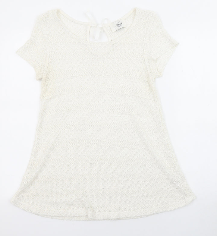 NEXT Womens Ivory Boat Neck Polyester Pullover Jumper Size 12