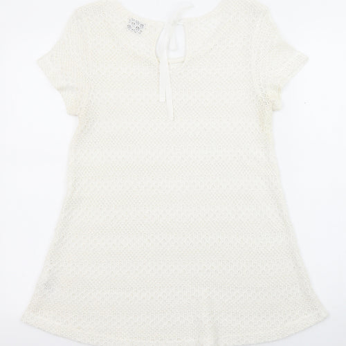 NEXT Womens Ivory Boat Neck Polyester Pullover Jumper Size 12