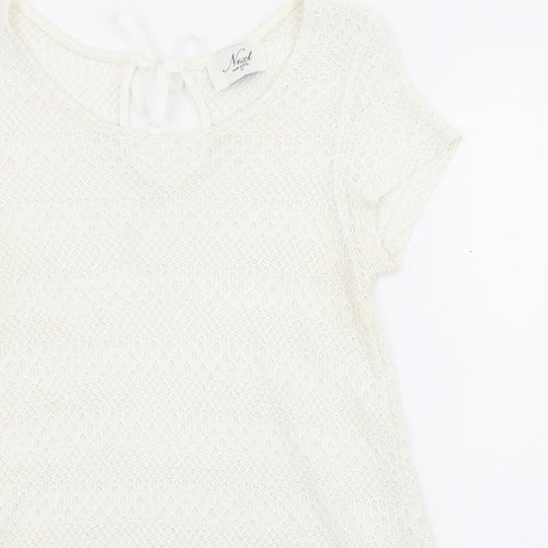NEXT Womens Ivory Boat Neck Polyester Pullover Jumper Size 12