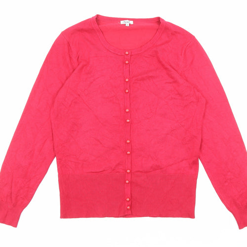 //text.. Womens Pink Scoop Neck Viscose Cardigan Jumper Size M