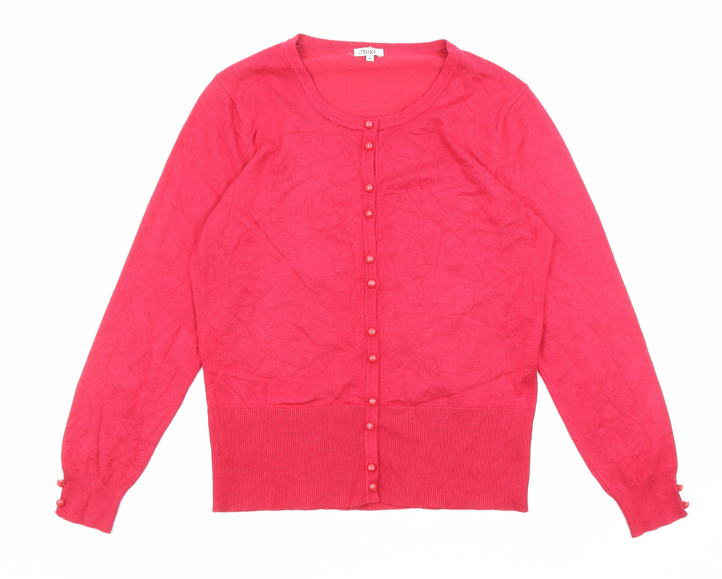 //text.. Womens Pink Scoop Neck Viscose Cardigan Jumper Size M