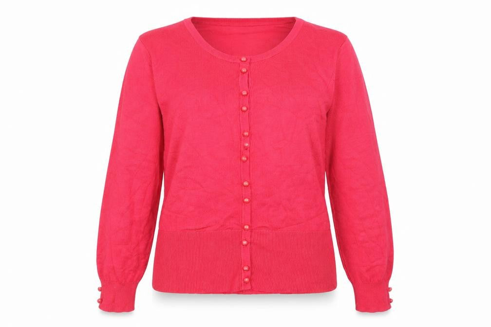 //text.. Womens Pink Scoop Neck Viscose Cardigan Jumper Size M