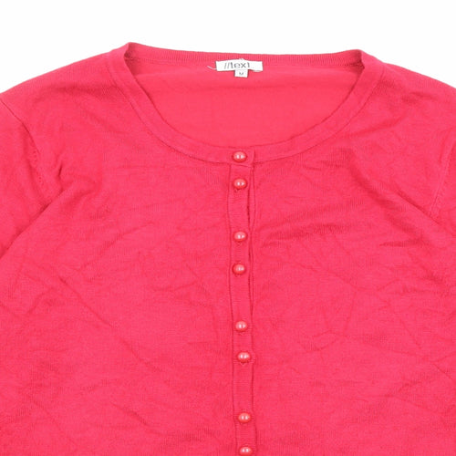 //text.. Womens Pink Scoop Neck Viscose Cardigan Jumper Size M