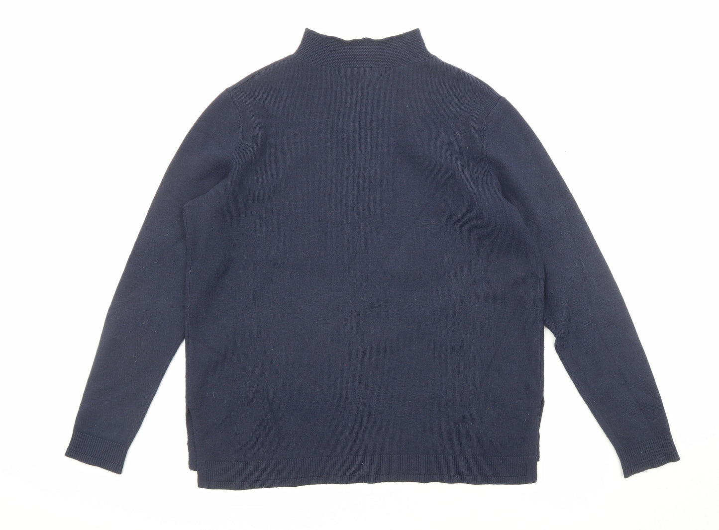 Marks and Spencer Womens Blue High Neck Viscose Pullover Jumper Size 10