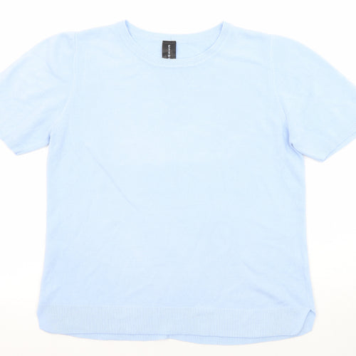 Essentials Womens Blue Round Neck Acrylic Pullover Jumper Size 14