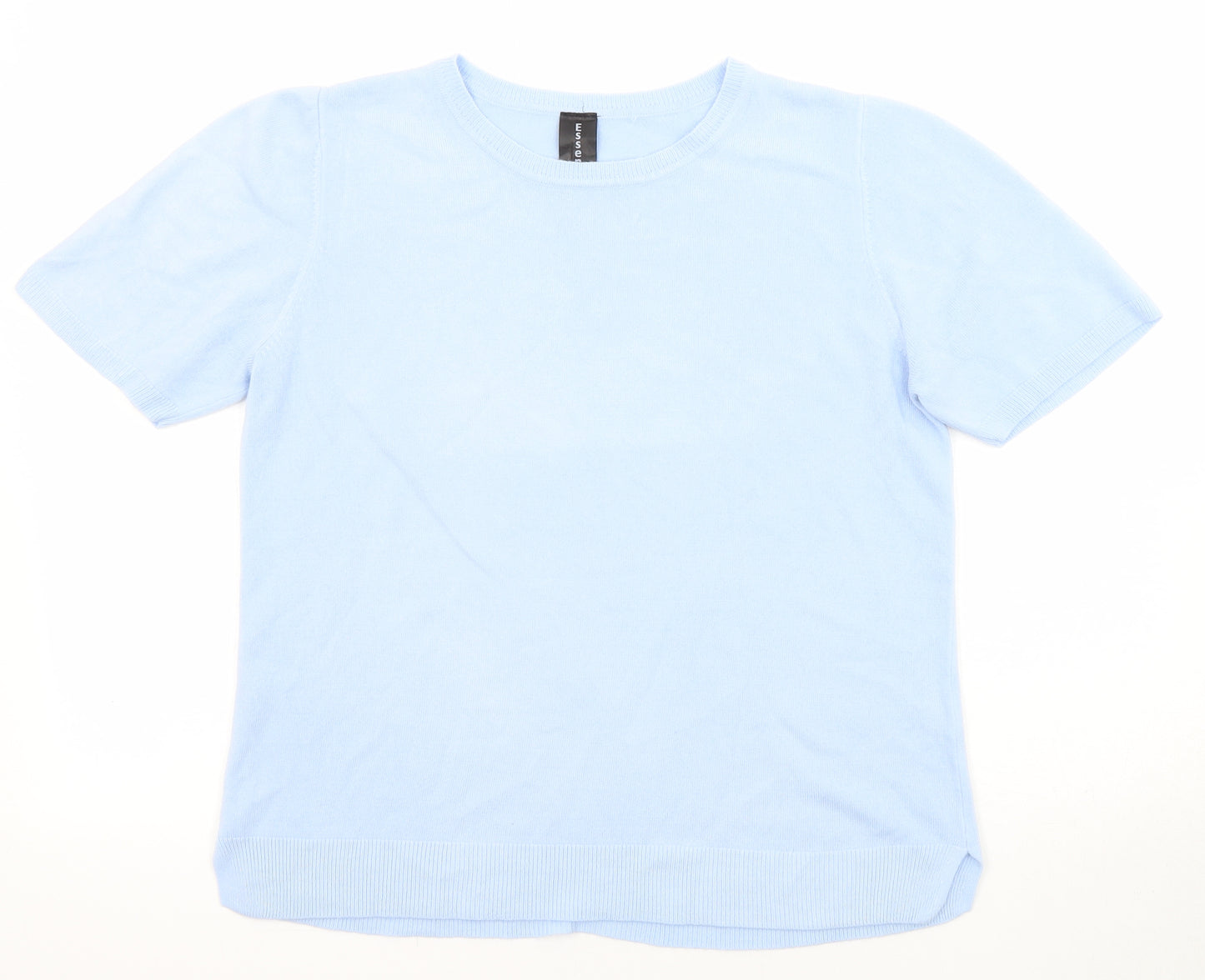Essentials Womens Blue Round Neck Acrylic Pullover Jumper Size 14