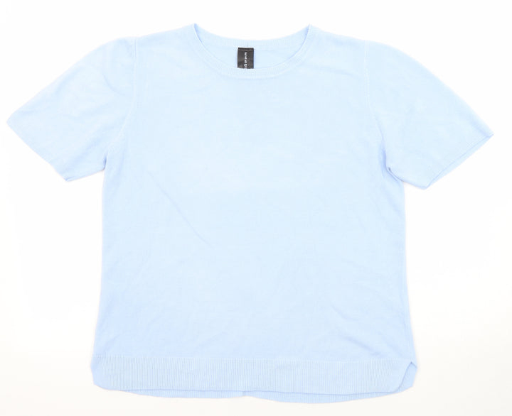 Essentials Womens Blue Round Neck Acrylic Pullover Jumper Size 14