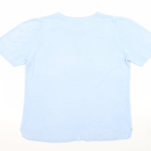 Essentials Womens Blue Round Neck Acrylic Pullover Jumper Size 14
