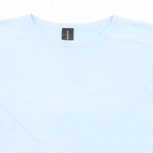 Essentials Womens Blue Round Neck Acrylic Pullover Jumper Size 14