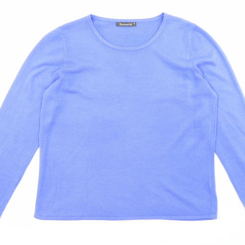 Bonmarché Womens Blue Round Neck Acrylic Pullover Jumper Size M