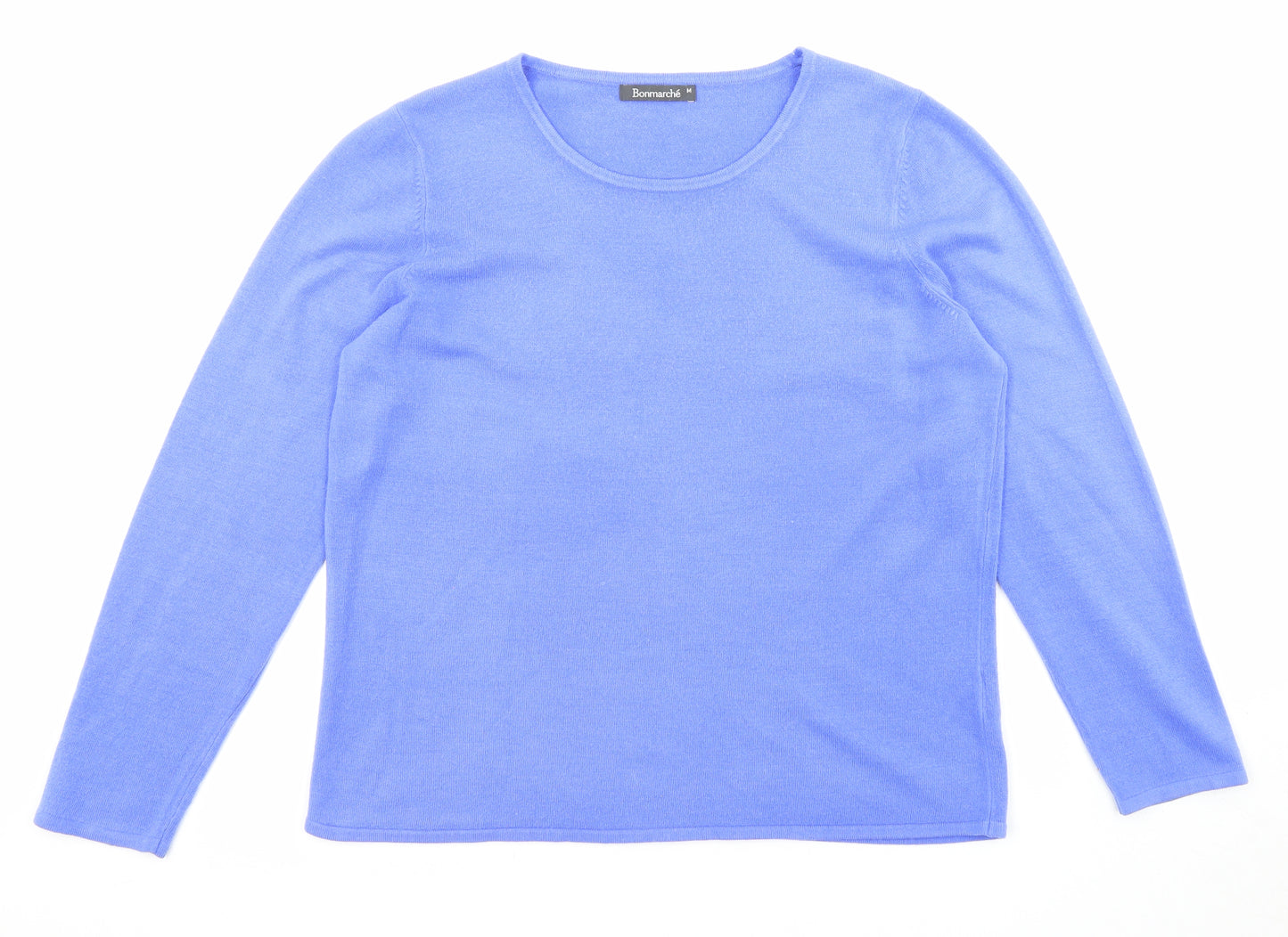 Bonmarché Womens Blue Round Neck Acrylic Pullover Jumper Size M
