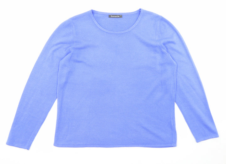 Bonmarché Womens Blue Round Neck Acrylic Pullover Jumper Size M