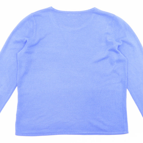 Bonmarché Womens Blue Round Neck Acrylic Pullover Jumper Size M