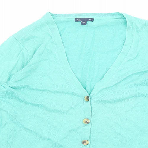 Gap Womens Green V-Neck Cotton Cardigan Jumper Size L