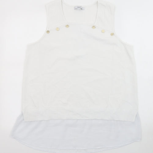 NEXT Womens White Scoop Neck Polyester Pullover Jumper Size L