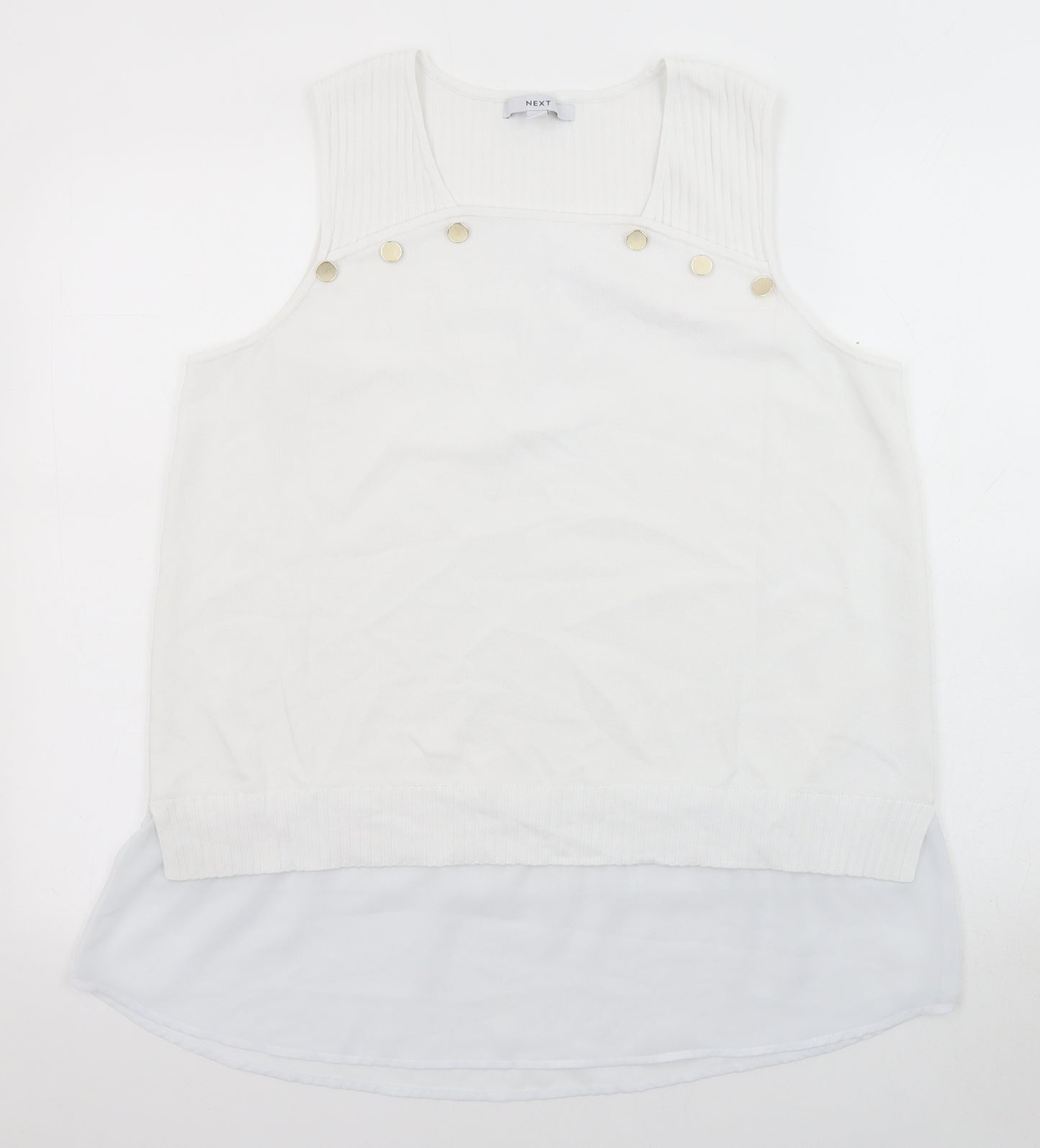 NEXT Womens White Scoop Neck Polyester Pullover Jumper Size L
