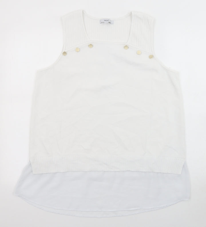 NEXT Womens White Scoop Neck Polyester Pullover Jumper Size L