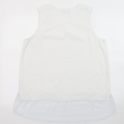NEXT Womens White Scoop Neck Polyester Pullover Jumper Size L