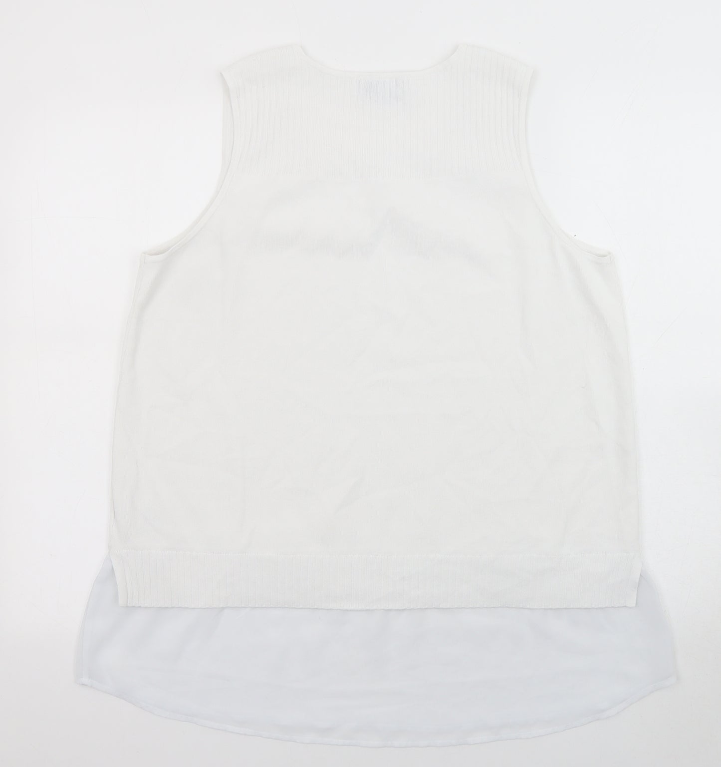 NEXT Womens White Scoop Neck Polyester Pullover Jumper Size L