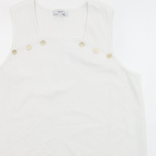 NEXT Womens White Scoop Neck Polyester Pullover Jumper Size L