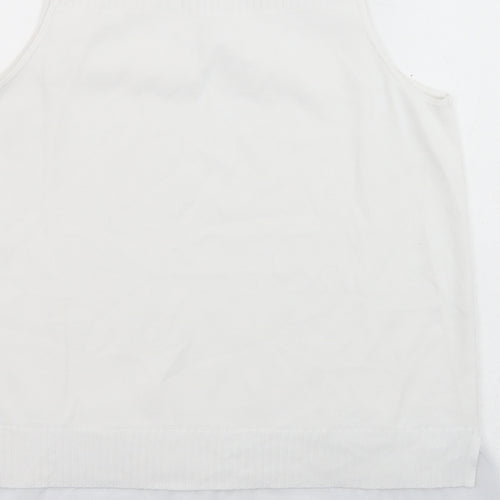 NEXT Womens White Scoop Neck Polyester Pullover Jumper Size L