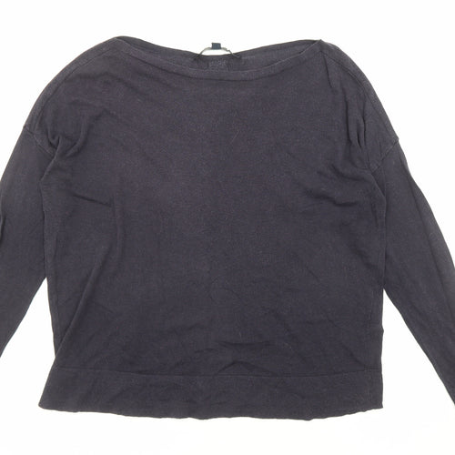 French Connection Womens Blue Boat Neck Lyocell Pullover Jumper Size M