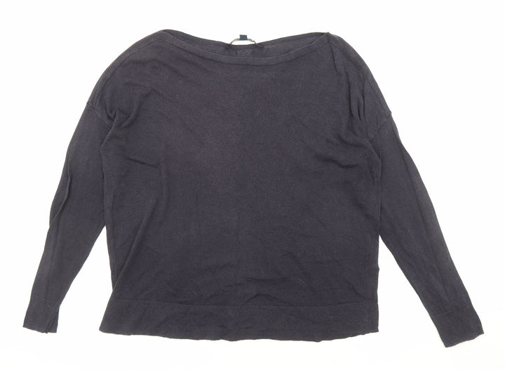 French Connection Womens Blue Boat Neck Lyocell Pullover Jumper Size M