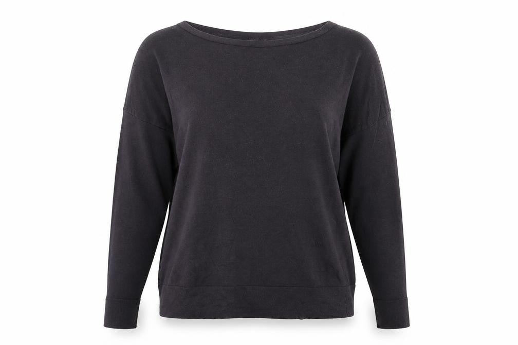 Front view of French Connection women’s blue boat neck lyocell jumper, size M