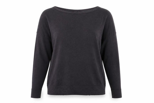 Front view of French Connection women’s blue boat neck lyocell jumper, size M