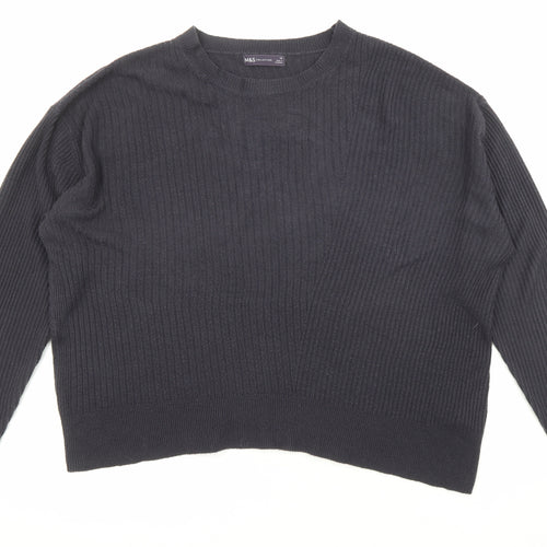 Marks and Spencer Womens Blue Boat Neck Acrylic Pullover Jumper Size 16