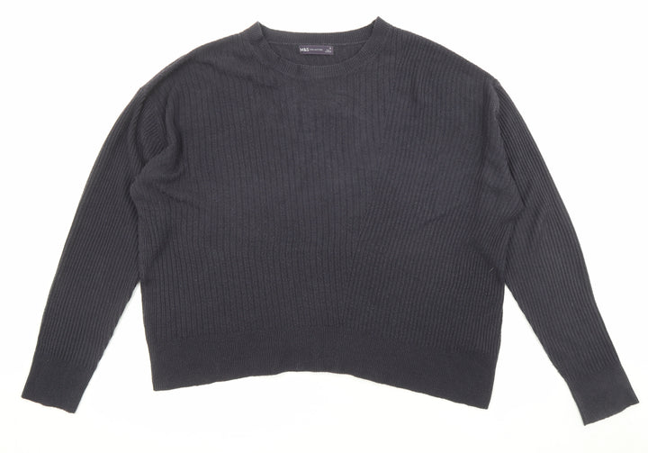 Marks and Spencer Womens Blue Boat Neck Acrylic Pullover Jumper Size 16