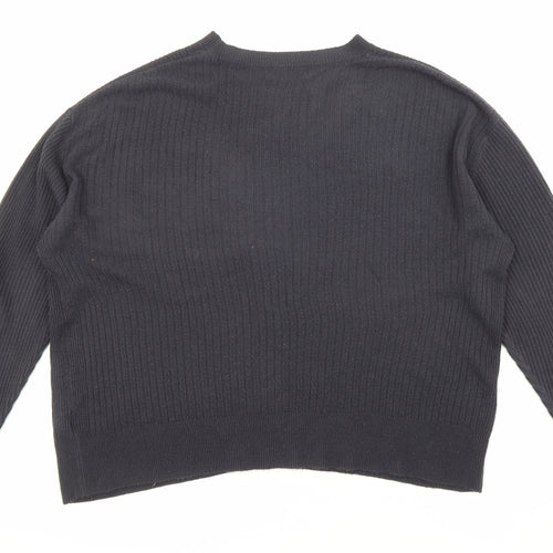 Marks and Spencer Womens Blue Boat Neck Acrylic Pullover Jumper Size 16