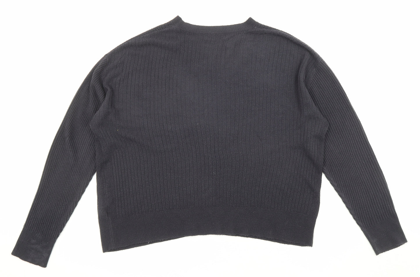 Marks and Spencer Womens Blue Boat Neck Acrylic Pullover Jumper Size 16