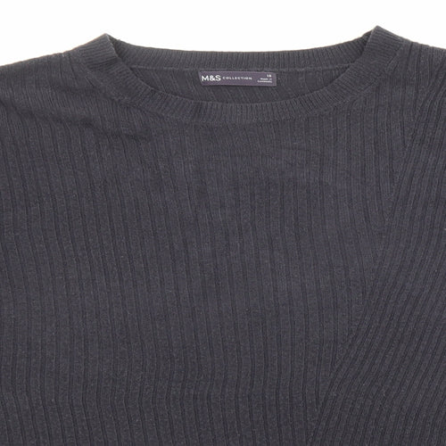 Marks and Spencer Womens Blue Boat Neck Acrylic Pullover Jumper Size 16