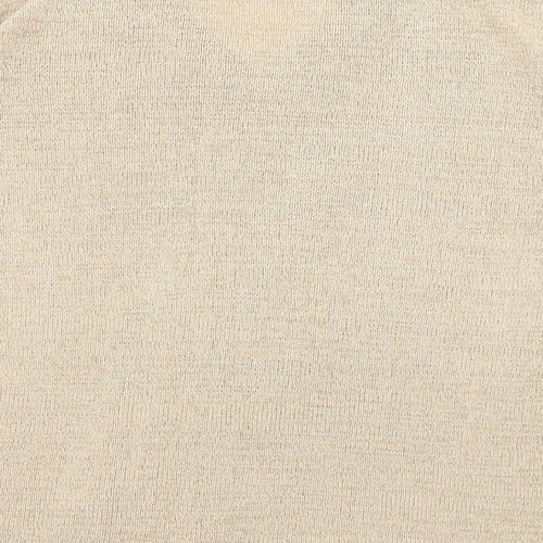 Stephen Womens Beige V-Neck Acrylic Pullover Jumper Size M