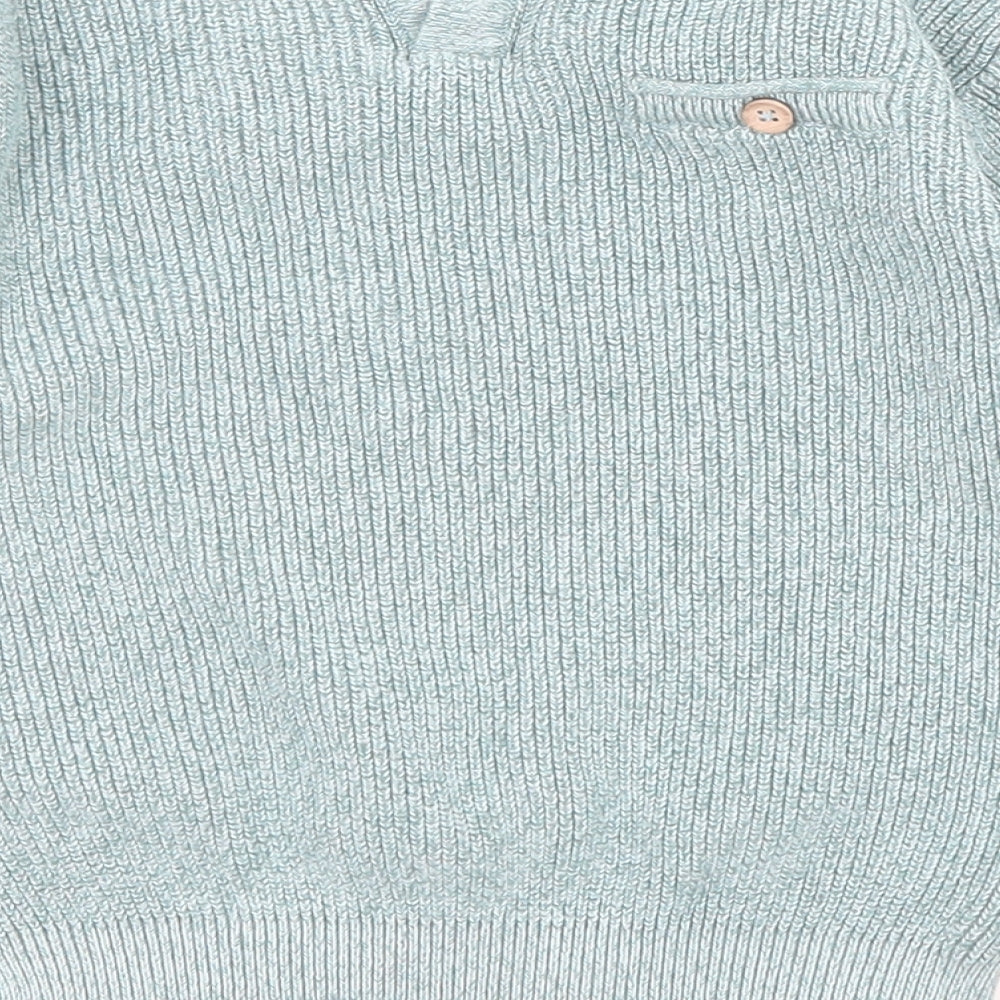 NEXT Boys Blue Henley Cotton Henley Jumper Size 2-3 Years Pullover - Pocket