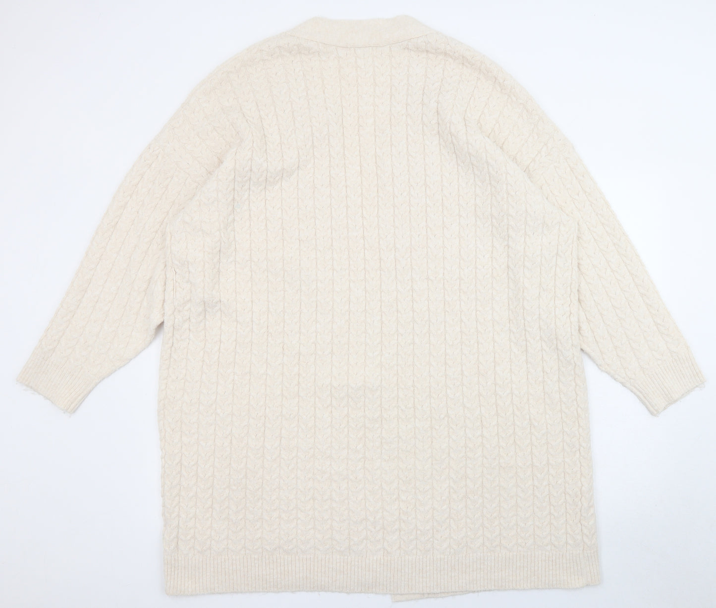 Monsoon Womens Beige Round Neck Polyester Cardigan Jumper Size XL