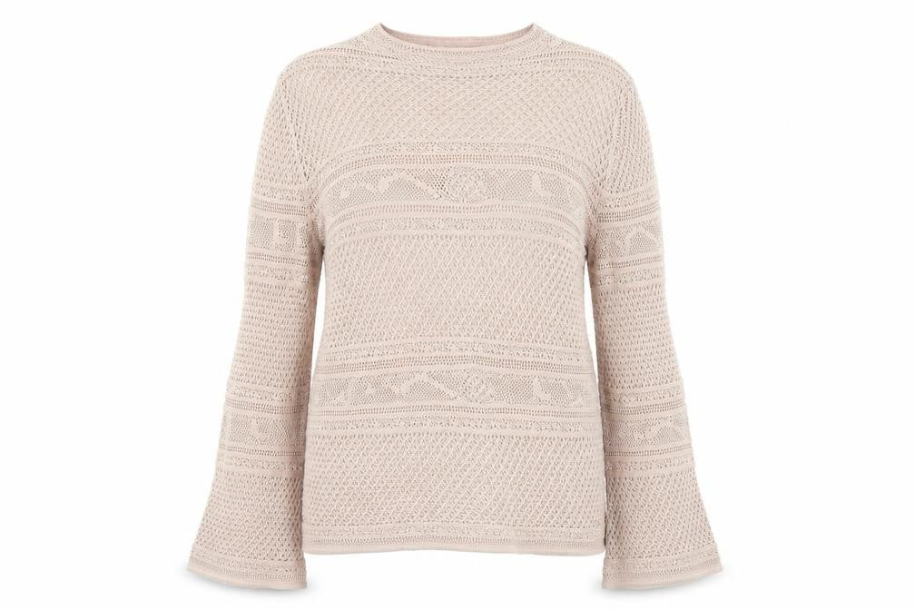 Front view of Next women’s pink boat neck viscose jumper, size UK 16