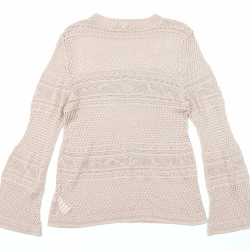 NEXT Womens Pink Boat Neck Viscose Pullover Jumper Size 16