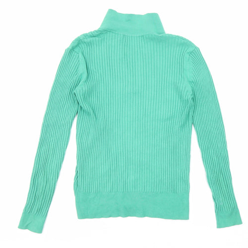 Marks and Spencer Womens Green V-Neck Viscose Pullover Jumper Size 8 - Collared