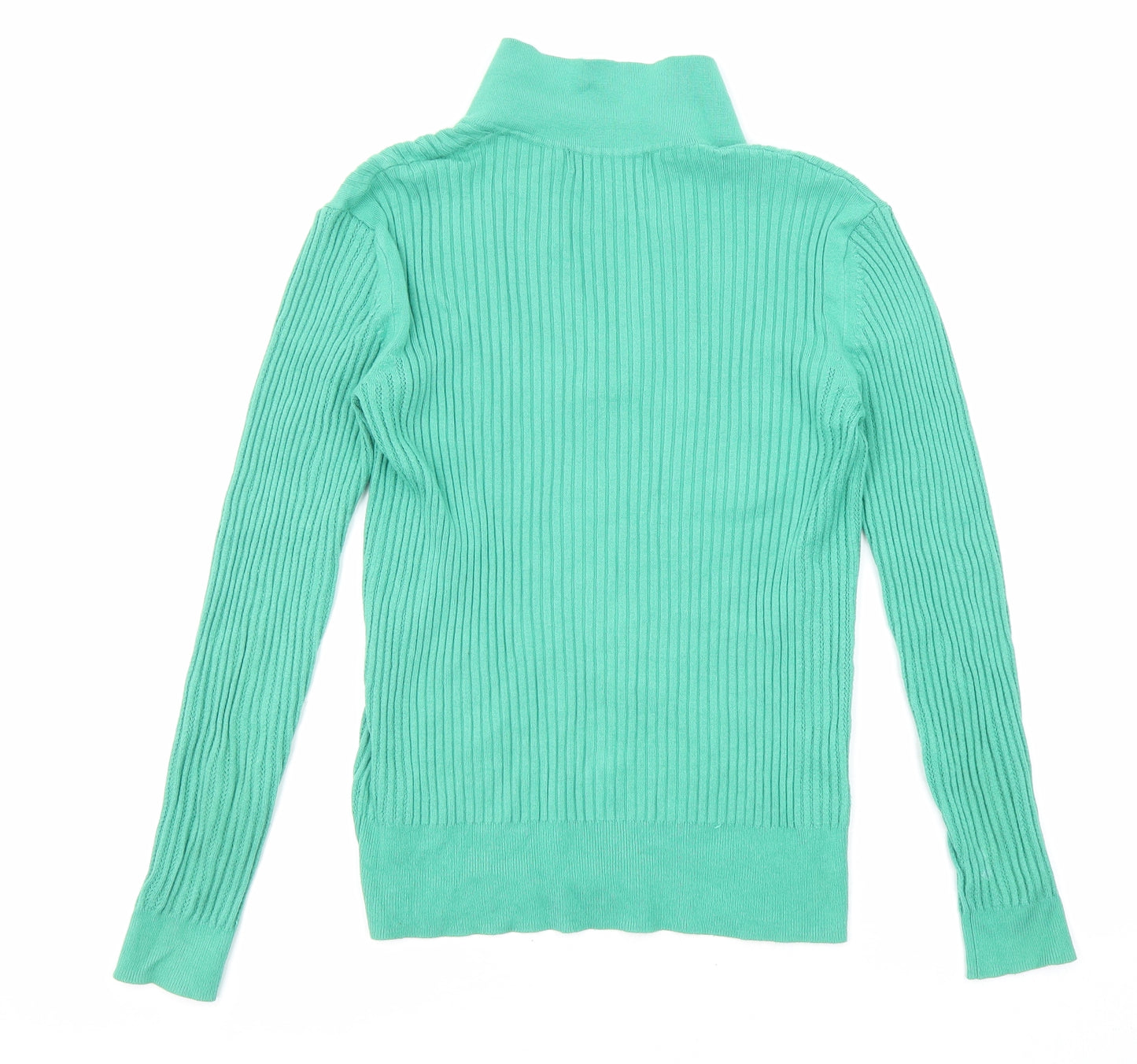 Marks and Spencer Womens Green V-Neck Viscose Pullover Jumper Size 8 - Collared