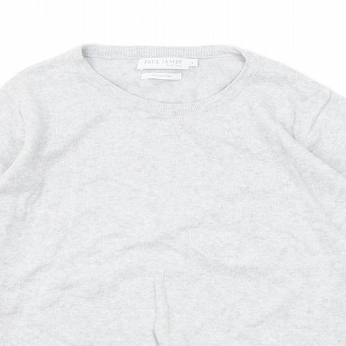 Paul James Womens Grey Round Neck Cotton Pullover Jumper Size S