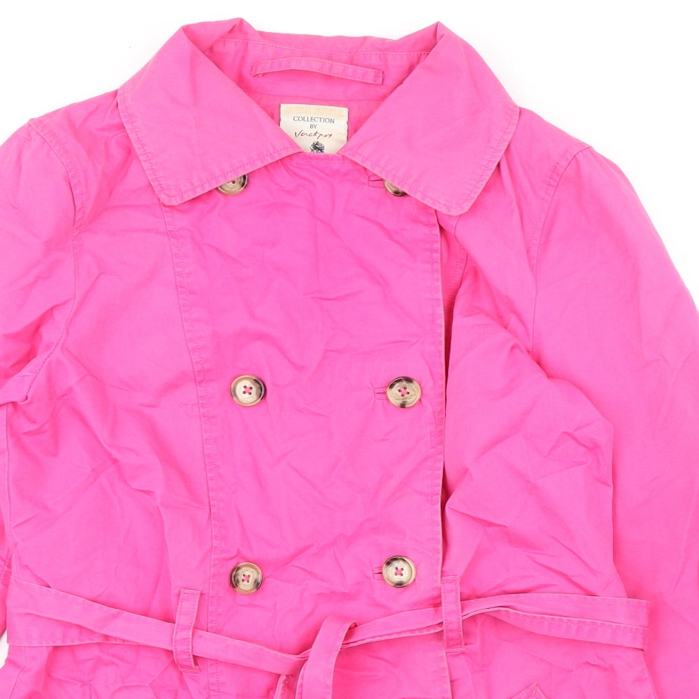 Jackpot Womens Pink Trench Coat Coat Size M Button - Belted