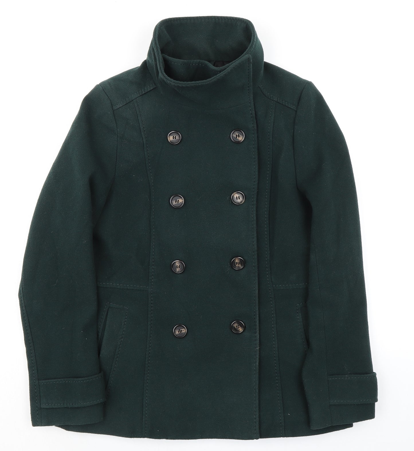 H&M Womens Green Jacket Size 14 Button - Double Breasted