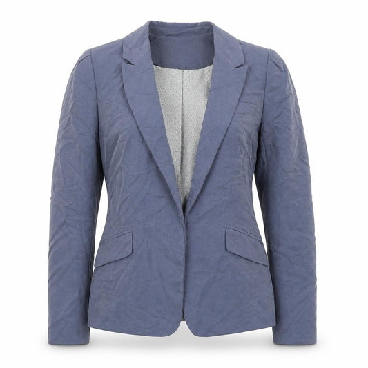 Front view of H&M women’s blue jacket blazer, size UK 6, - open